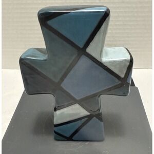 Cross Decoration Blues Green Black Table Top Religious Christian Decor 5"Hx3.5"L